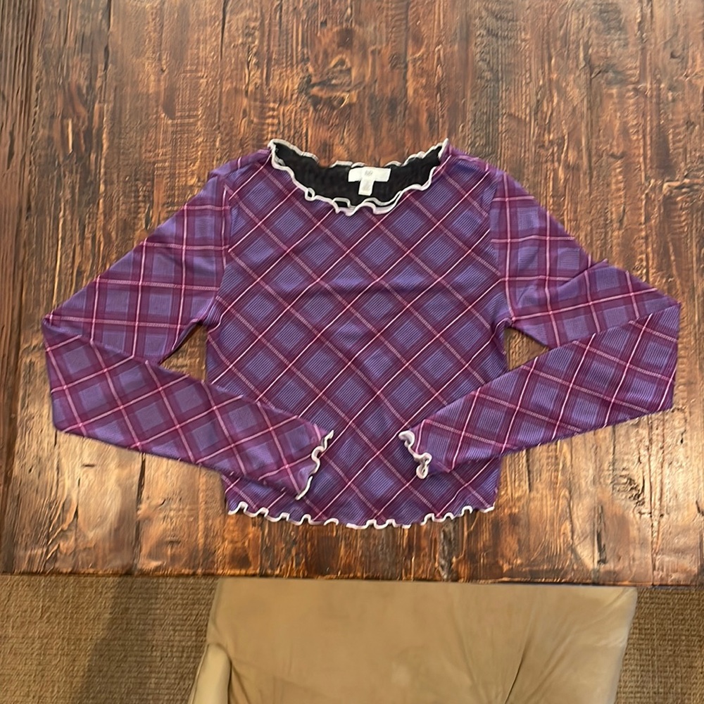 Nordstrom BP Mesh and Plaid Pattern Long-Sleeve